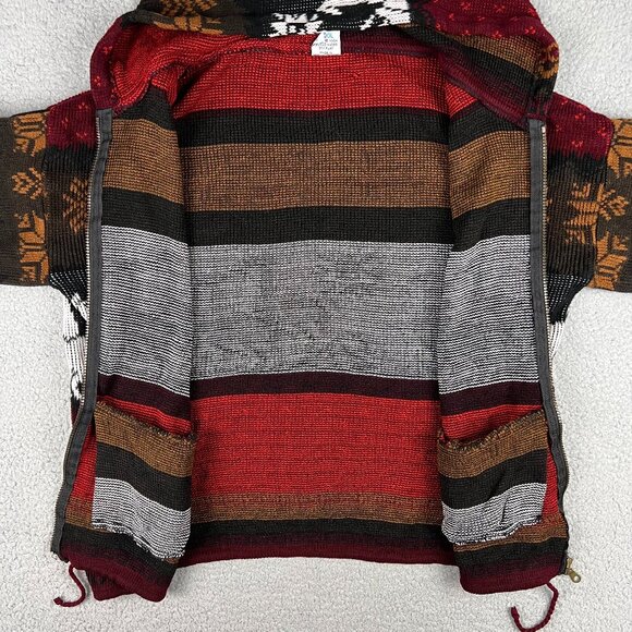 Yari Artesanias Hoodie Men Small S Red Alpaca Wool Sweater Full Zip Knit Vintage - Picture 3 of 9